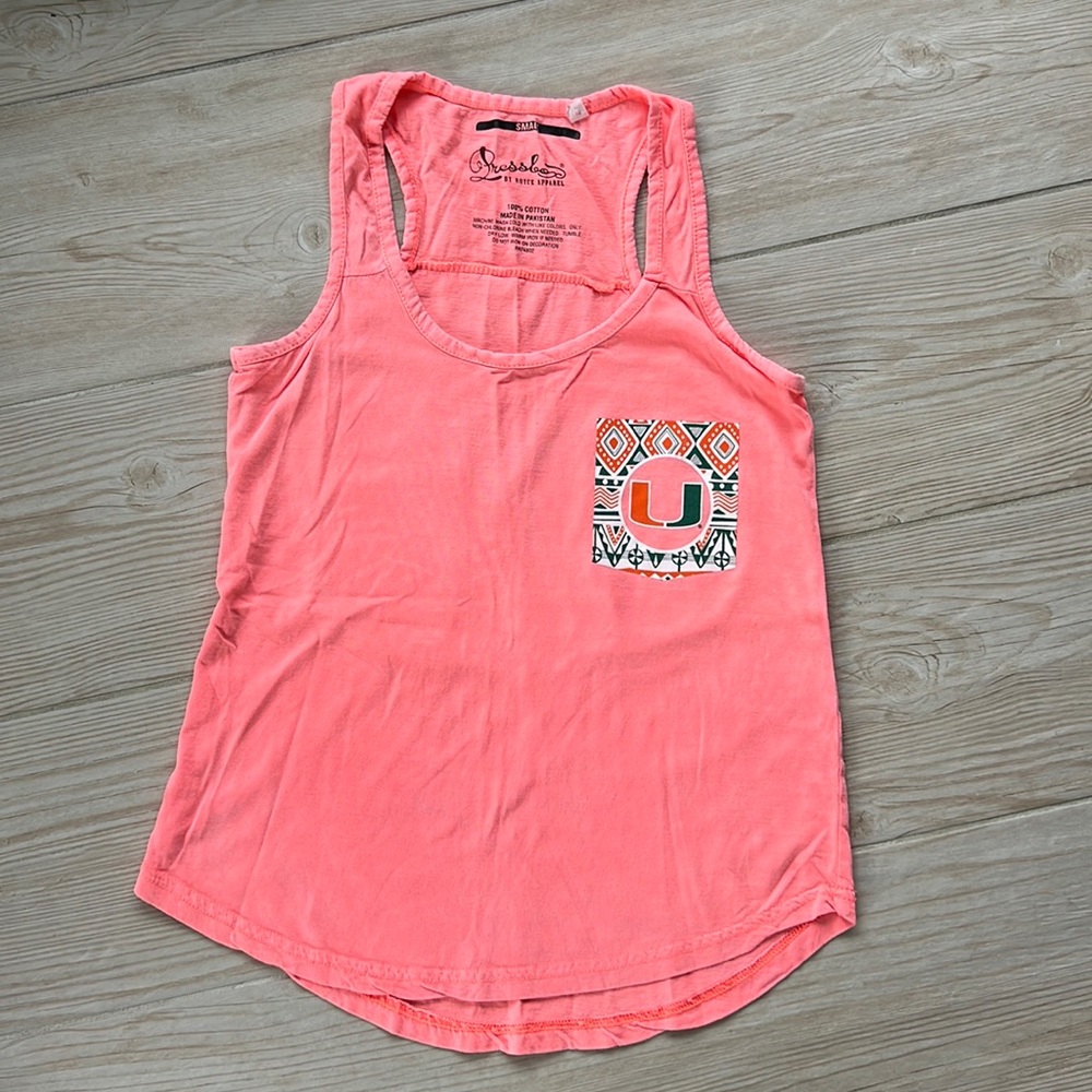 University of Miami, coral, tank top size small
